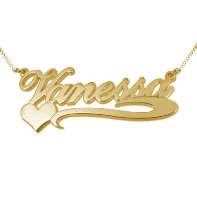 Side Heart 18ct Gold Plated Silver Name Necklace - Name My Jewellery