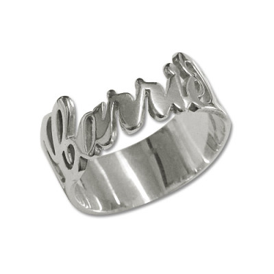 Personalised Silver Cut Out Ring - Name My Jewellery