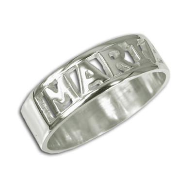 Personalised English Silver Engraved Name Ring - Name My Jewellery