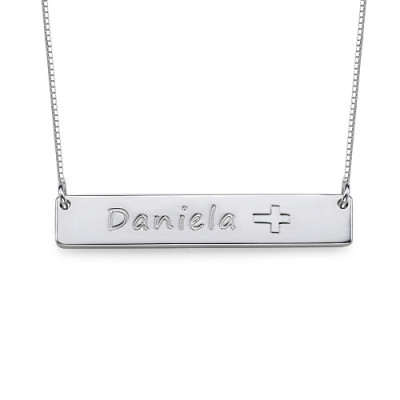 Silver Bar Necklace with Icons - Name My Jewellery