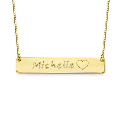 18ct Gold Plated Icon Bar Necklace - Name My Jewellery