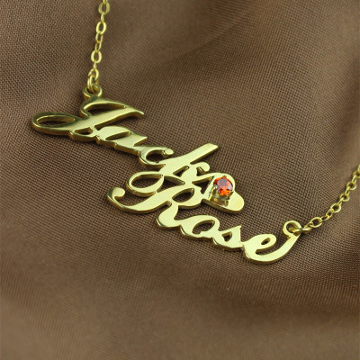 Gold Double Nameplate Necklace Carrie Style - Name My Jewellery