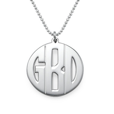 Personalised Silver Print Monogram Necklace - Name My Jewellery