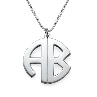 Personalised Silver Print Monogram Necklace - Name My Jewellery