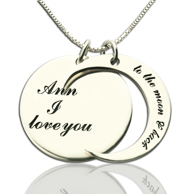 Personalised I Love You to the Moon and Back Love Necklace Sterling Silver - Name My Jewellery