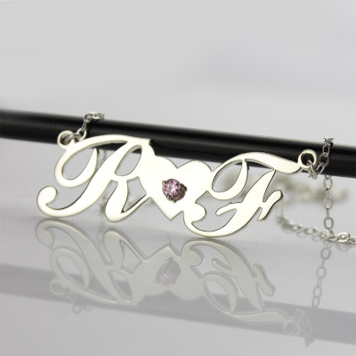 Sterling Silver Double initials Necklace - Name My Jewellery