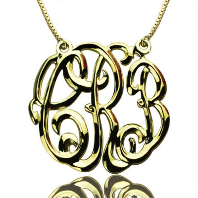 Celebrity Cube Premium Monogram Necklace Gifts 18ct Gold Plated - Name My Jewellery