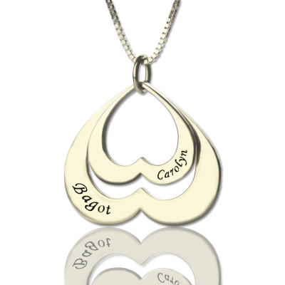 Double Heart Pendant With Names For Her Sterling Silver - Name My Jewellery