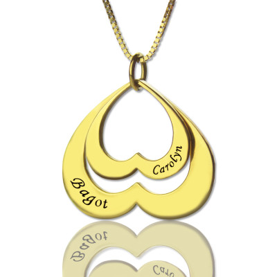 Heart in Heart Name Pendant In 18ct Gold Plated - Name My Jewellery