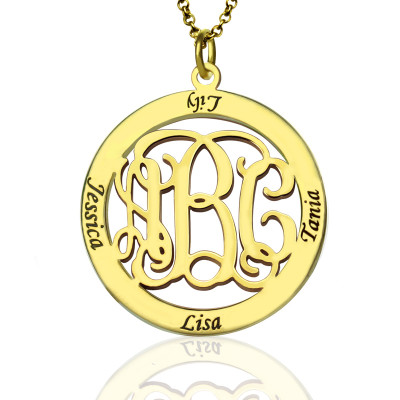 Family Monogram Name Necklace In 18ct Gold Plated - Name My Jewellery
