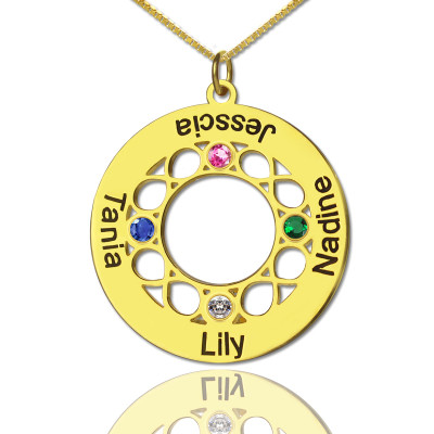 Infinity Birthstone Family Names Necklace In 18ct Gold Plated  - Name My Jewellery