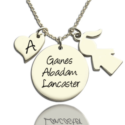 Mother Necklace Gift With Kids Name Charm Sterling Silver - Name My Jewellery