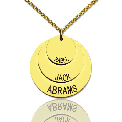 Disc Necklace With Kids Name For Mom 18ct Gold Plated - Name My Jewellery