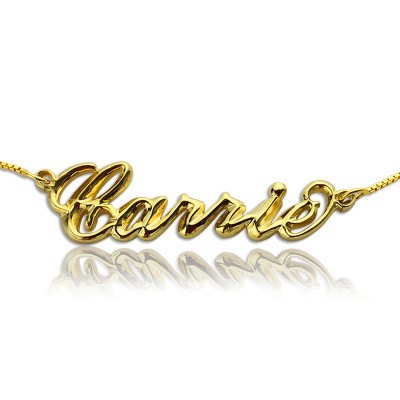 Personalised 3D Carrie Name Necklace 18ct Gold Plating - Name My Jewellery