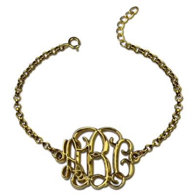 18ct Gold Plated Celebrity Monogram Bracelet - Name My Jewellery