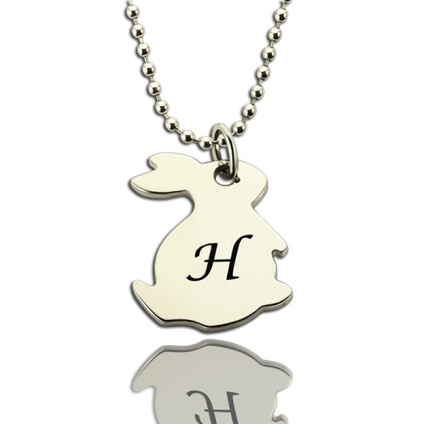 Personalised Rabbit Initial Charm Pendant Sterling Silver - Name My Jewellery