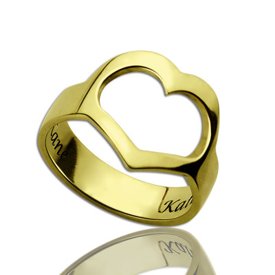 Custom Heart Couple's Promise Ring With Name Gold Plated Silver - Name My Jewellery