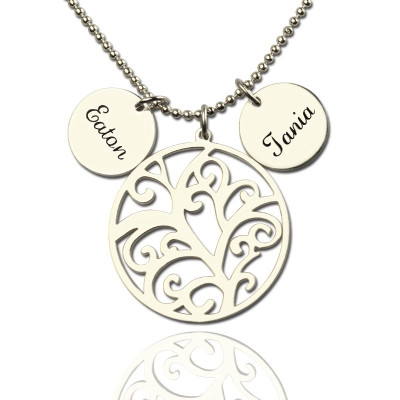 Family Tree Necklace with Custom Name Charm Silver - Name My Jewellery