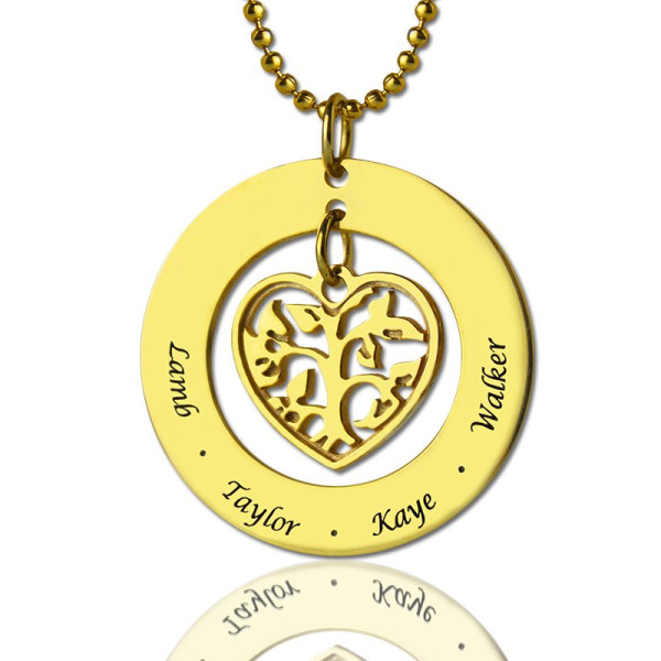 Circle Family Tree Pendant Necklace In 18ct Gold Plated - Name My Jewellery