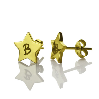 Star Stud Initial Earrings In Gold - Name My Jewellery