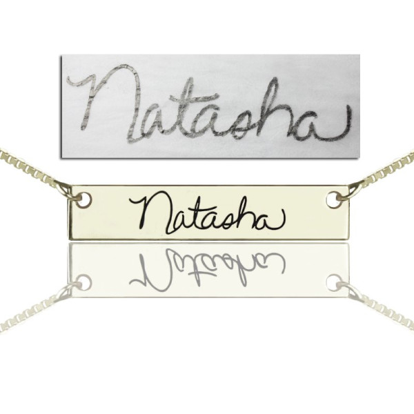 Custom Necklace With Your Signature Bar Silver - Name My Jewellery