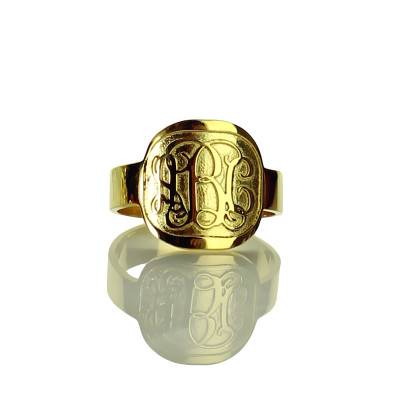 Engraved Designs Monogram Ring 18ct Gold Plated - Name My Jewellery