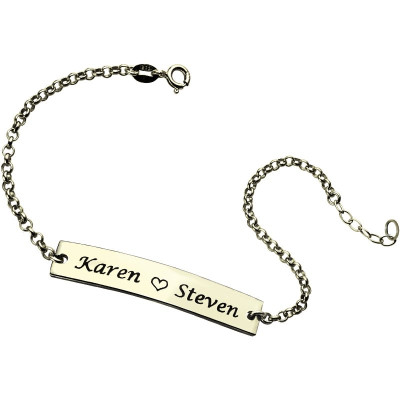 Engraved Name Bar Bracelet For Her Sterling Silver - Name My Jewellery