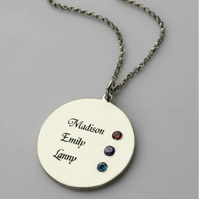 Grandma's Disc Birthstone Necklace  - Name My Jewellery