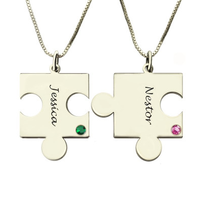 Engraved Puzzle Necklace for Couples Love Necklaces Silver - Name My Jewellery