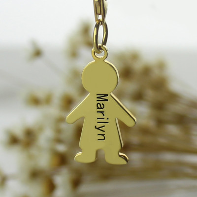 Personalised Boy Pendant Necklace With Name 18ct Gold Plated - Name My Jewellery