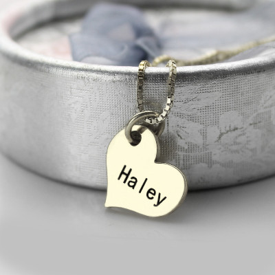 Couples Name Dog Tag Necklace Set with Cut Out Heart - Name My Jewellery