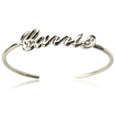Personalised Sterling Silver Name Bangle Bracelet - Name My Jewellery