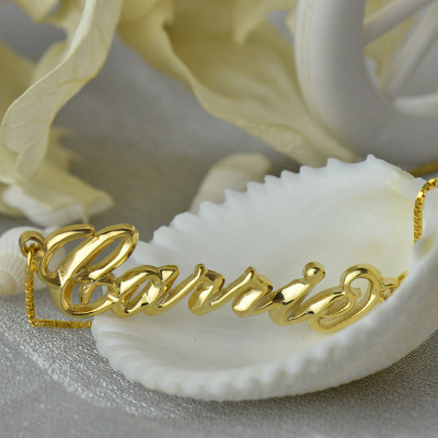 Personalised 3D Carrie Name Necklace 18ct Gold Plating - Name My Jewellery