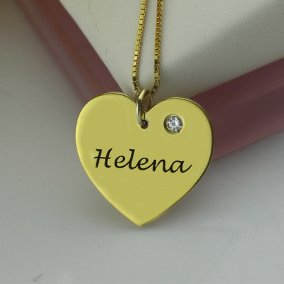 Simple Heart Necklace with Name  Birhtstone 18ct Gold Plated  - Name My Jewellery