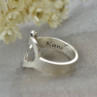 Personalised Couple's Name Promise Heart Ring Silver - Name My Jewellery