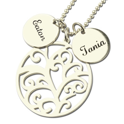 Family Tree Necklace with Custom Name Charm Silver - Name My Jewellery