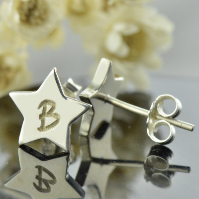 Personalised Star Stud Initial Earrings In Silver - Name My Jewellery