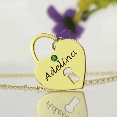 I Love You Heart Lock Keepsake Necklace With Name 18ct Gold Plated - Name My Jewellery