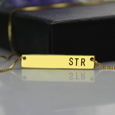Personalised Initial Bar Necklace 18ct Gold Plated - Name My Jewellery