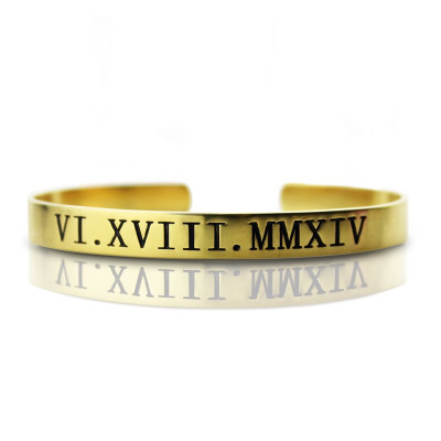 Personalised Roman Numeral Bracelet 18ct Gold Plated - Name My Jewellery