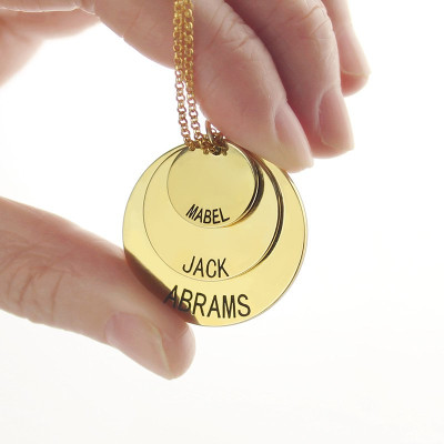Disc Necklace With Kids Name For Mom 18ct Gold Plated - Name My Jewellery