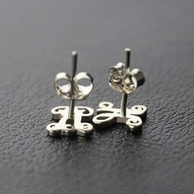Personalised Single Monogram Stud Earrings Sterling Silver - Name My Jewellery