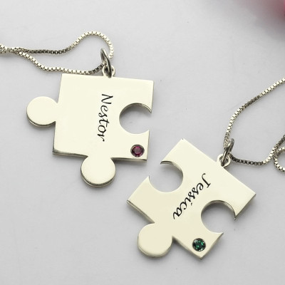 Engraved Puzzle Necklace for Couples Love Necklaces Silver - Name My Jewellery