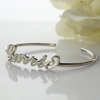 Personalised Sterling Silver Name Bangle Bracelet - Name My Jewellery