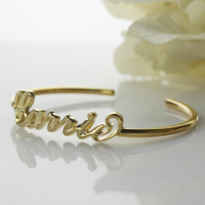 Personalised 18ct Gold Plated Name Bangle Bracelet - Name My Jewellery