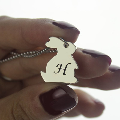 Personalised Rabbit Initial Charm Pendant Sterling Silver - Name My Jewellery