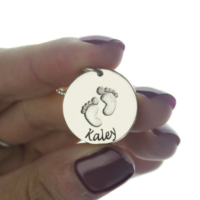 Memory Baby Footprints Name Necklace Sterling Silver - Name My Jewellery
