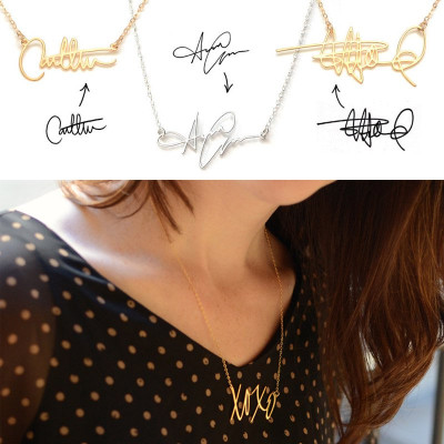 Custom Necklace with Your Own Signature 18ct Gold Plated Silver - Name My Jewellery