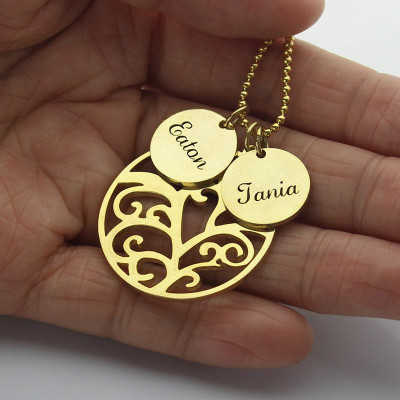 Family Tree Necklace With Name Charm For Mom - Name My Jewellery