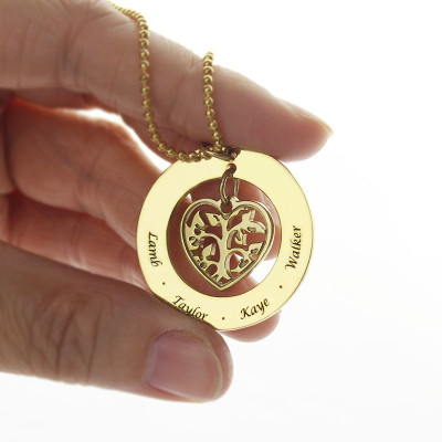 Circle Family Tree Pendant Necklace In 18ct Gold Plated - Name My Jewellery